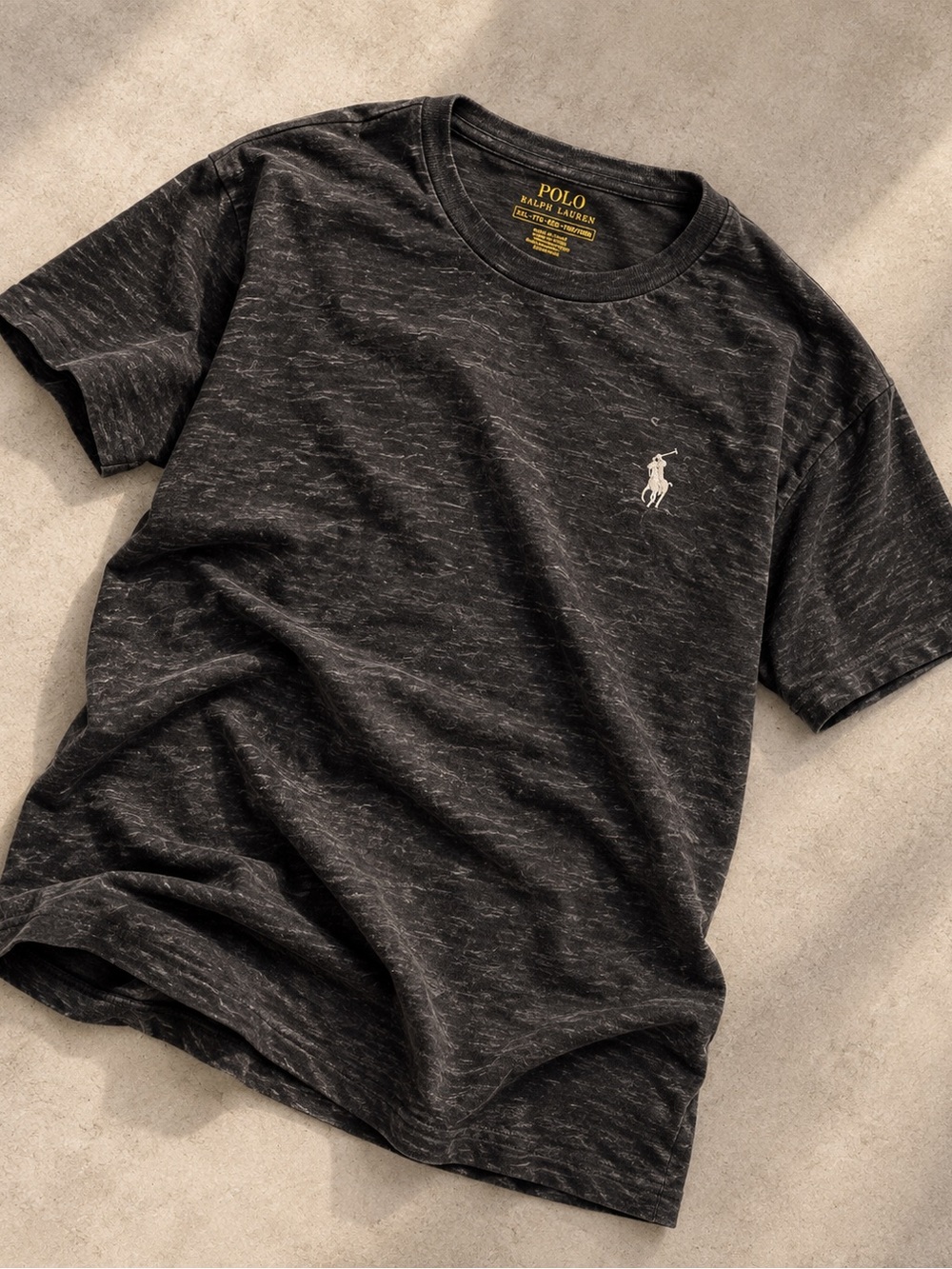 Polo Ralph Lauren Distressed Black Tee Men's 2XL
